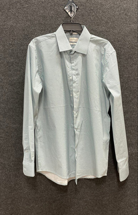 Lucky Brand Men's Slim Fit Stretch Button Up Shirt Blue Geometric Sz L