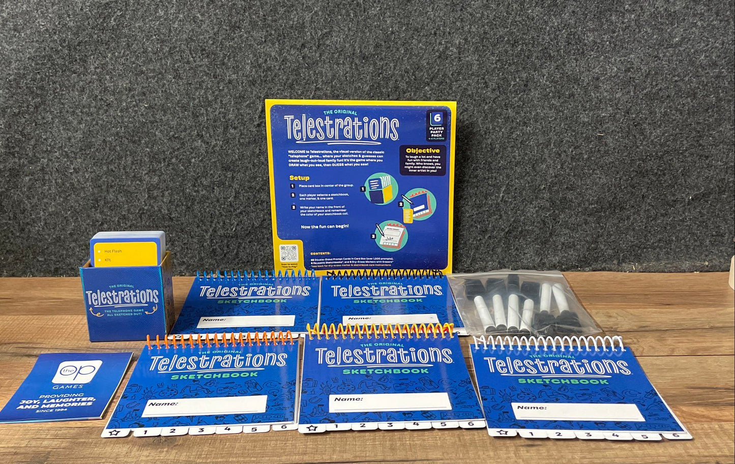 The OP The Original Telestrations Party Board Game 6 Player Pack Fun Drawing