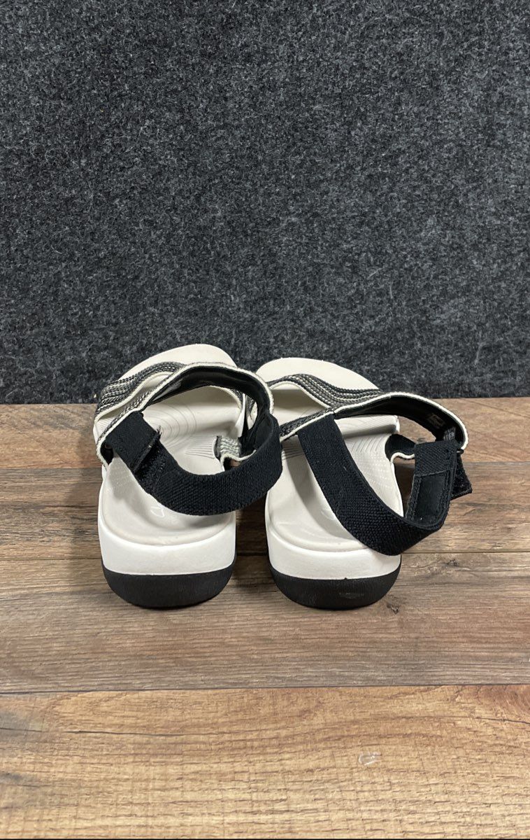Clarks Arla Stroll Black White Cloudsteppers Wedge Sandals Size 10