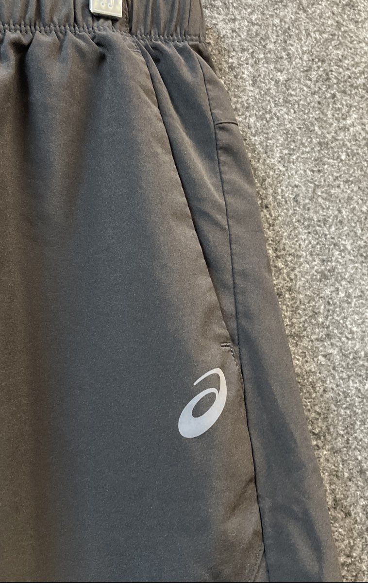 Asics Men's Black Running Training Shorts Reflective Logo Back Zip Pocket Sz L