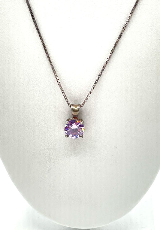 925 Sterling Silver Cubic Zirconia Pendant Necklace 7.2g