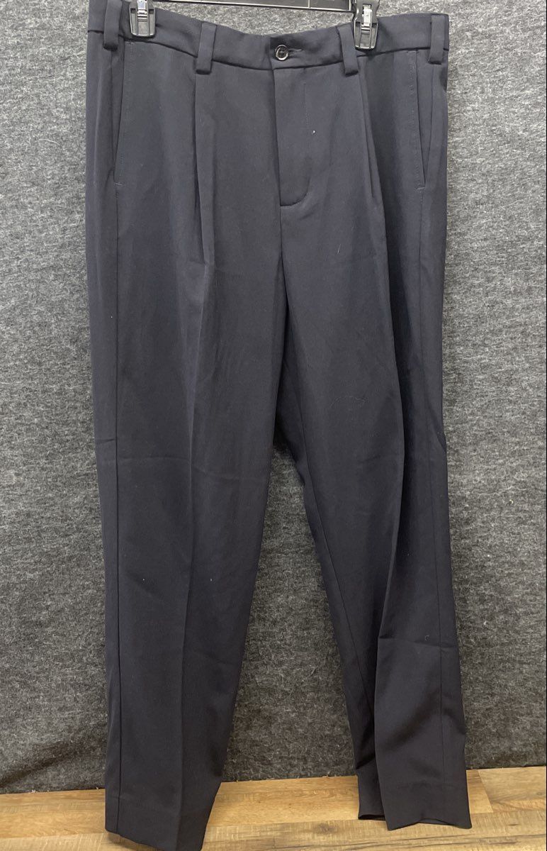 Abercrombie & Fitch Men's Black Loose Fit Pleated Dress Trousers NWT 34x32
