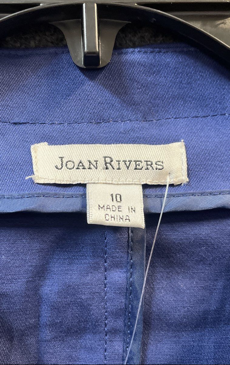 Joan Rivers Women's Blue Button Embellished Zip Up 3/4 Sleeve Jacket Sz 10