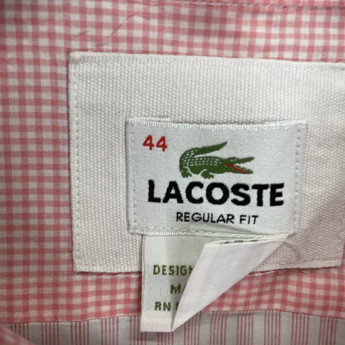 Lacoste Men's Pink White Stripe Regular Fit Long Sleeve Dress Shirt Sz 44 XXL