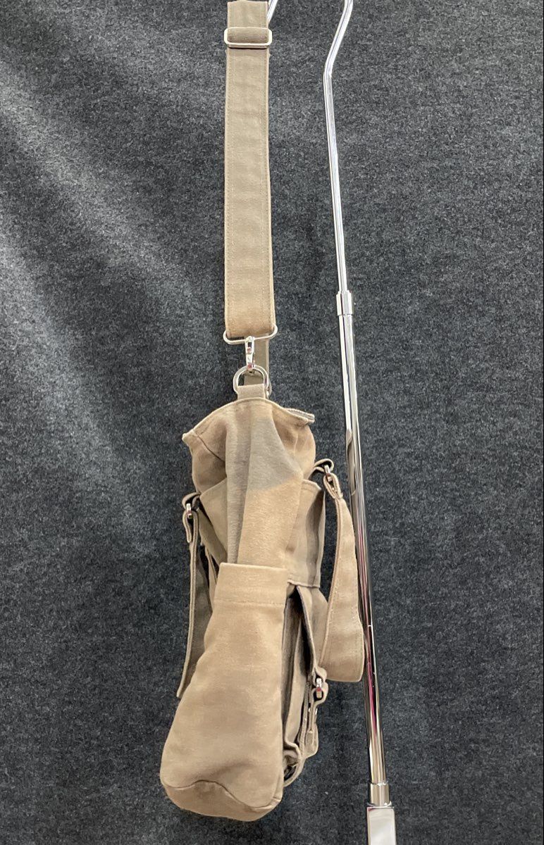 Luckycann Grey Canvas Multi-Pocket Tote Shoulder Bag Crossbody Large