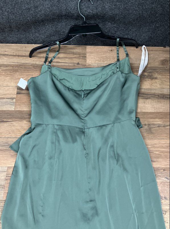 Azazie x Kendall + Kylie Women's Gathered Cowl Satin Maxi Dress Green Sz A10