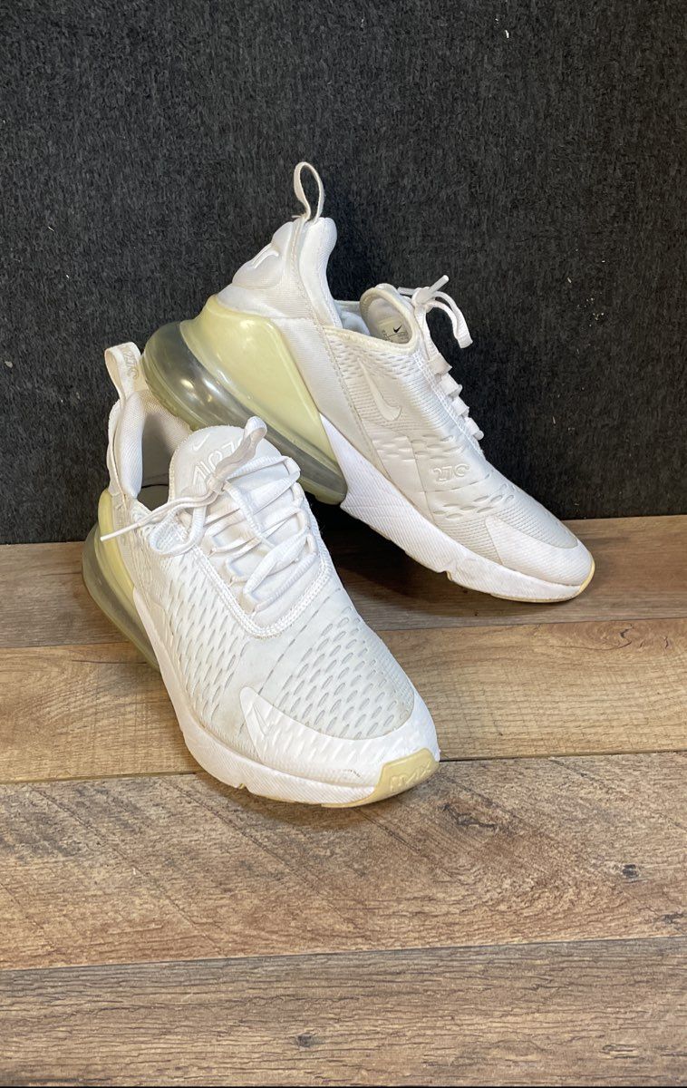 Nike Air Max 270 Triple White GS Youth Lifestyle Sneakers Size 7Y