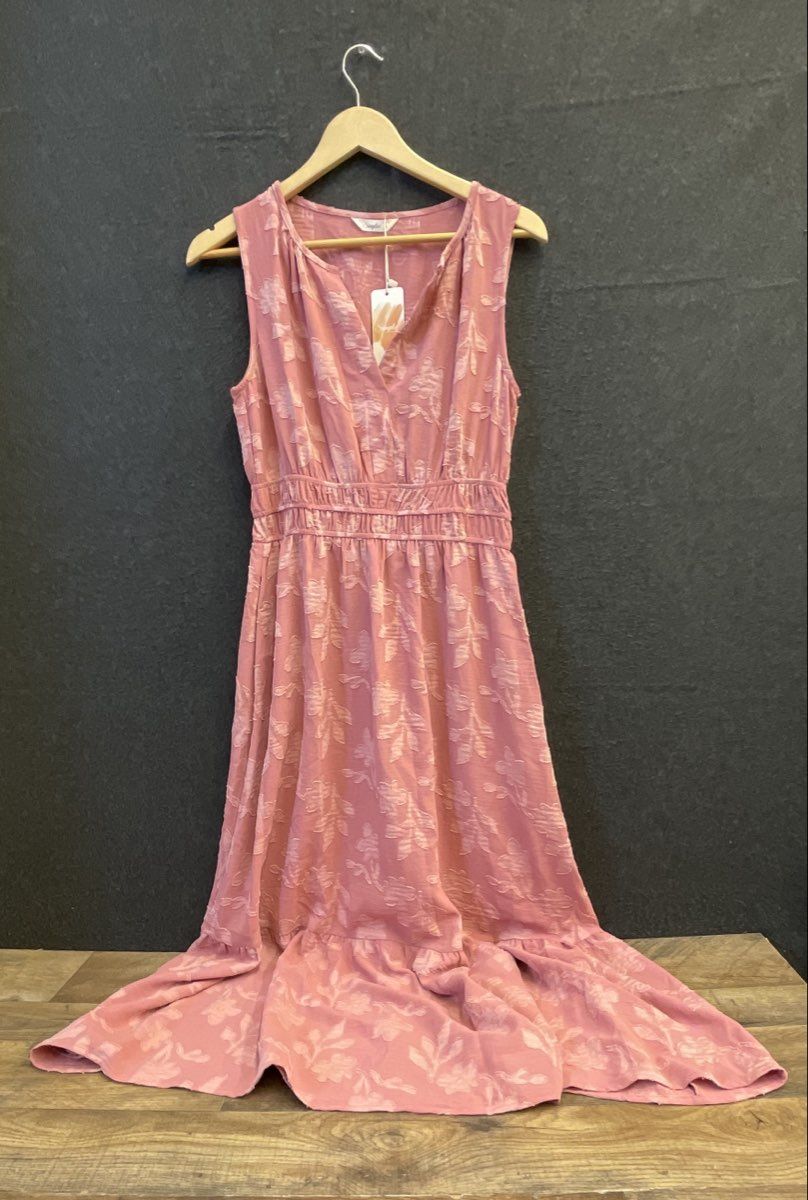 Simplee Women's Pink Floral Jacquard V-Neck Maxi Dress Sz S NWT