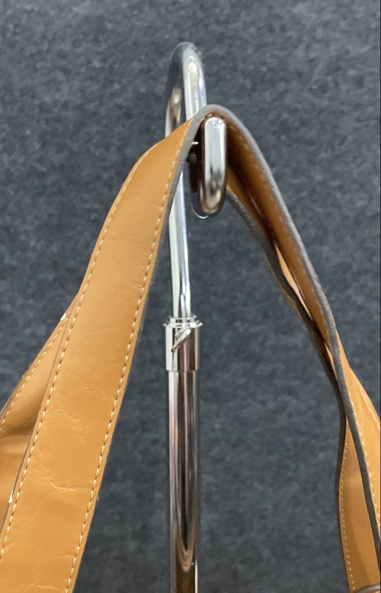Emilie M Brown Faux Leather Satchel Shoulder Bag Silver Hardware Buckle Detail