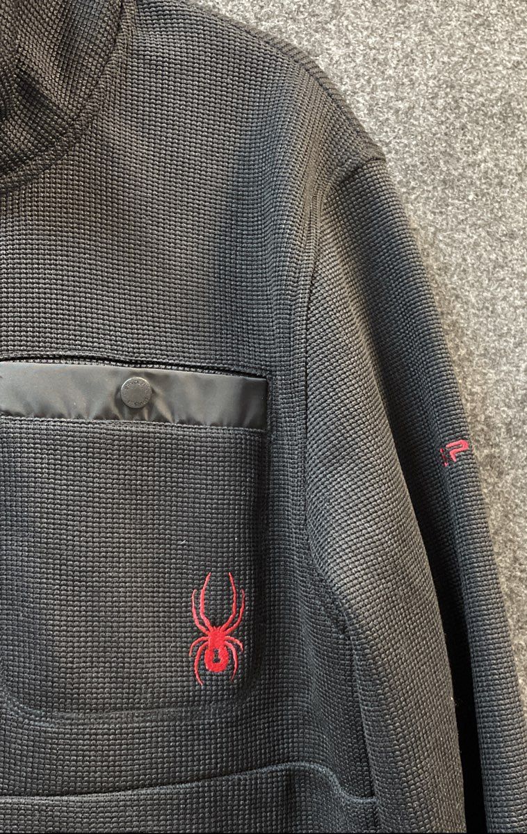 Spyder Men's Black 1/4 Zip Waffle Knit Fleece Pullover Sweater Size Medium