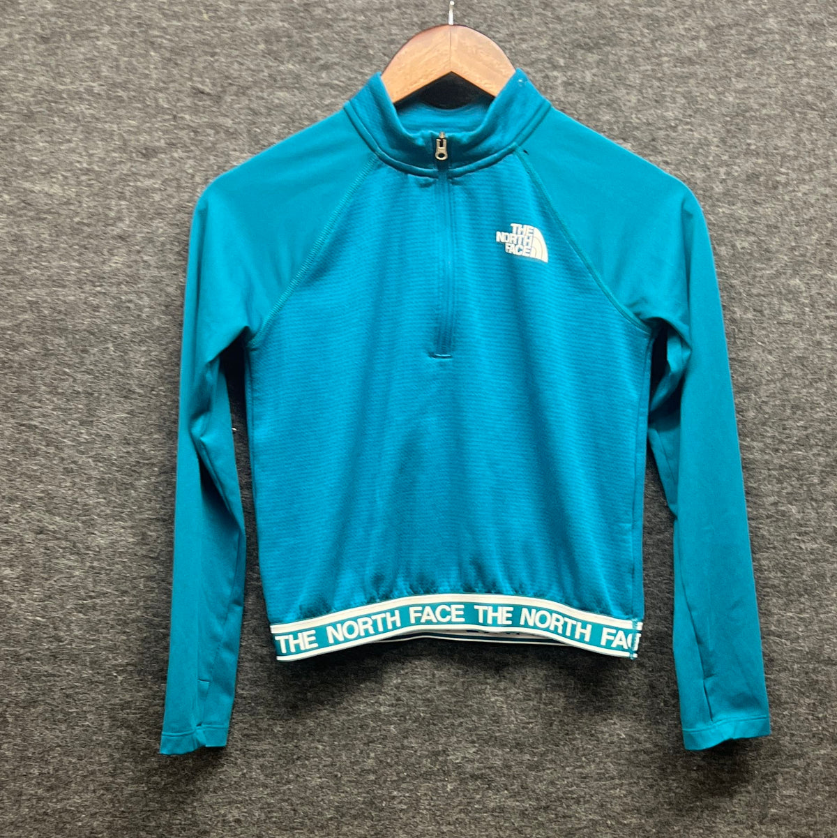 The North Face Girls Teal Blue FlashDry 1/4 Zip Pullover Long Sleeve M 10/12