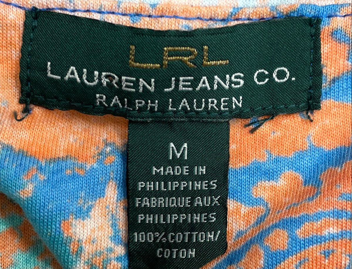 Lauren Jeans Co. Women's Paisley Ruffle Lace Up Sleeveless Cotton Dress Sz M NWT