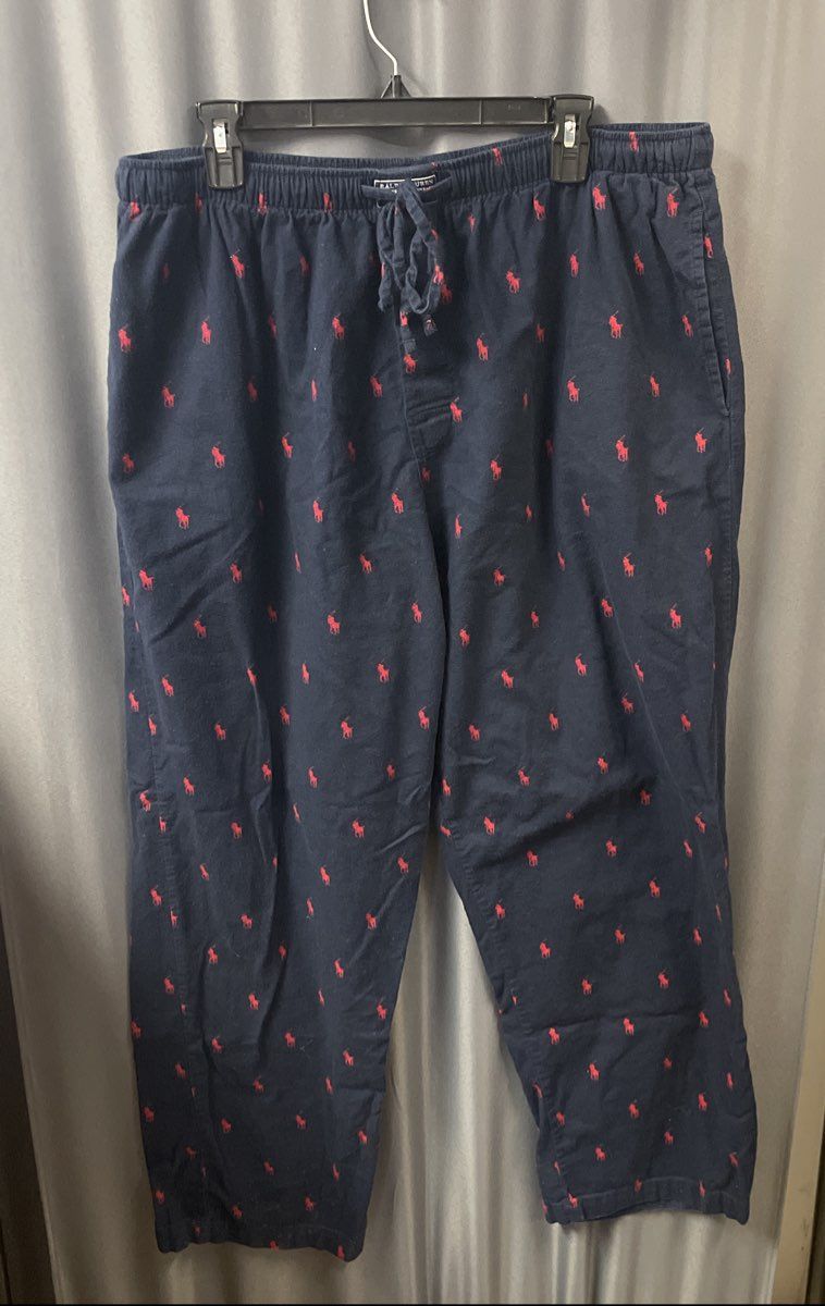 Polo Ralph Lauren Men's Navy Blue Red Pony Print Pajama Bottoms XL