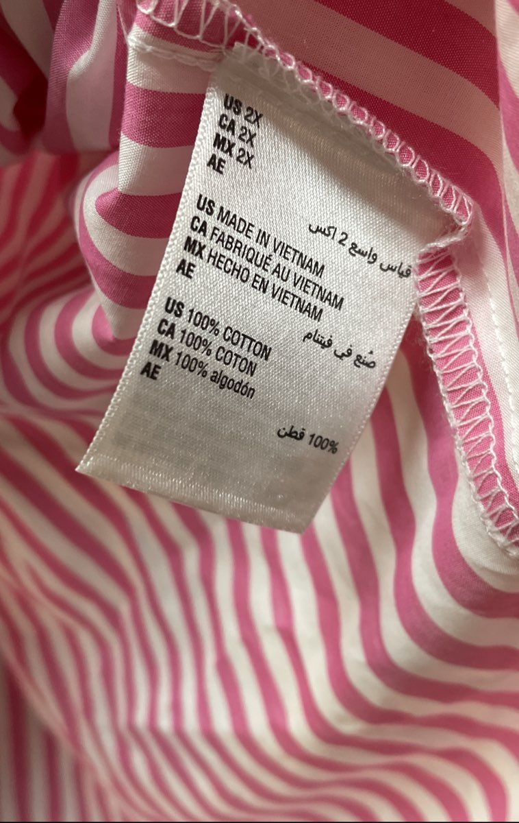 On 34th Women's Pink White Striped Button Down Cotton Shirt NWT Sz 2X