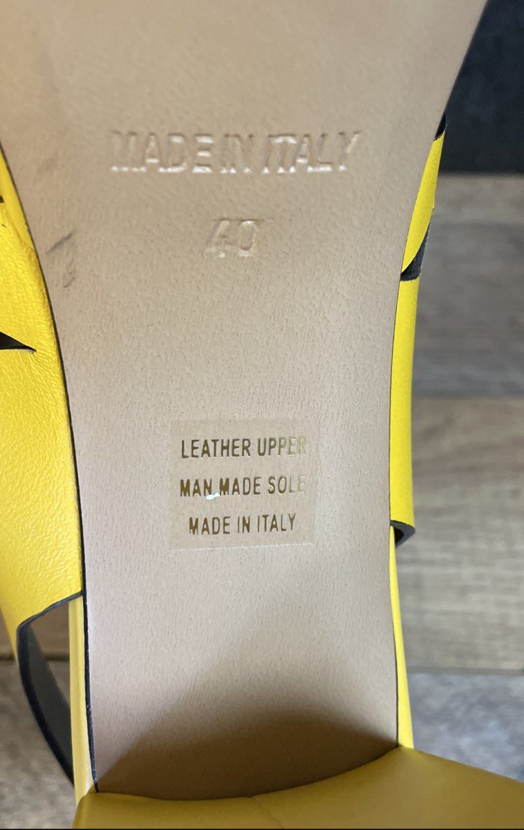 Emanuele Crasto Yellow Leather Cut-Out Platform Heels Made In Italy Size 40