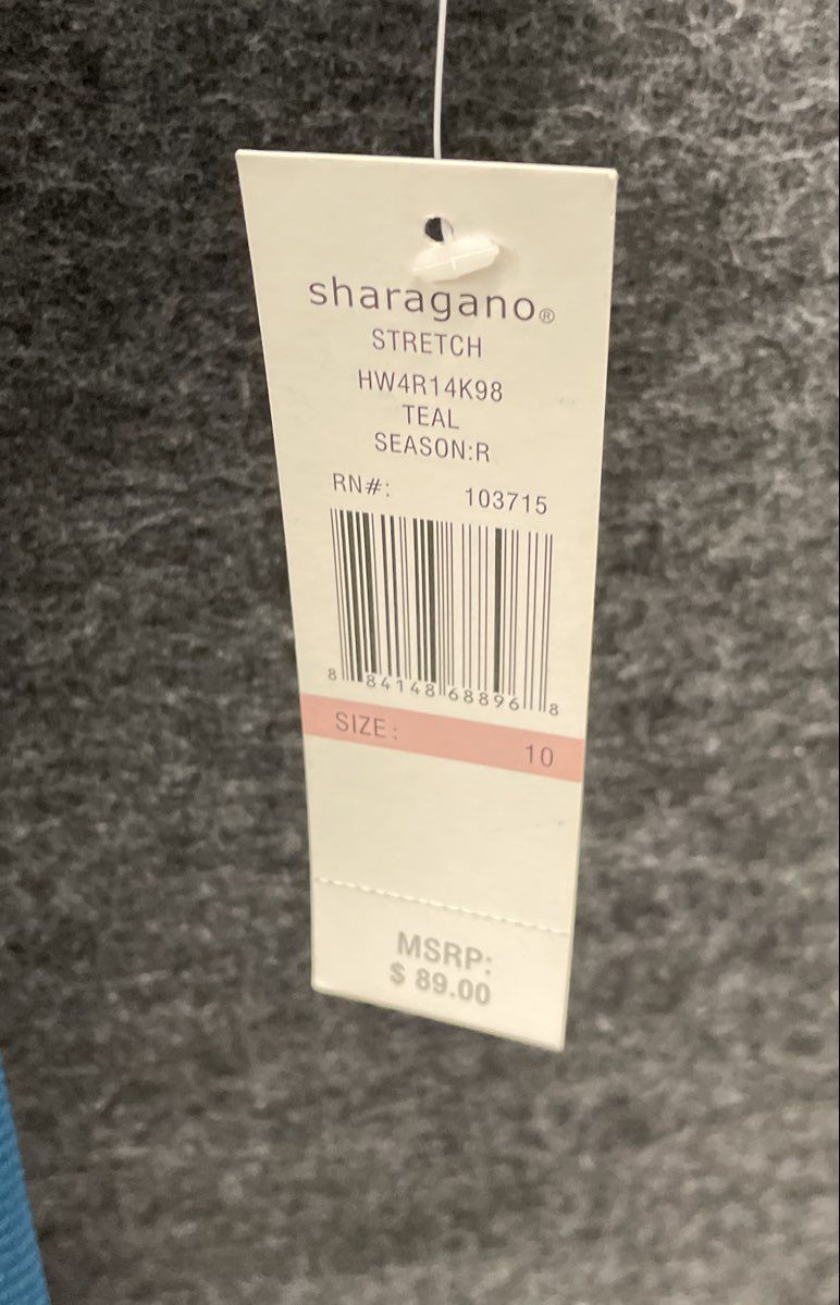 Sharagano Women's Teal Textured Stretch Knit Long Sleeve Belted Dress Sz 10 NWT