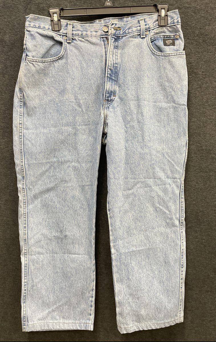 Vintage 90s Harley-Davidson Traditional Fit Light Wash Jeans Made USA Sz 38/30