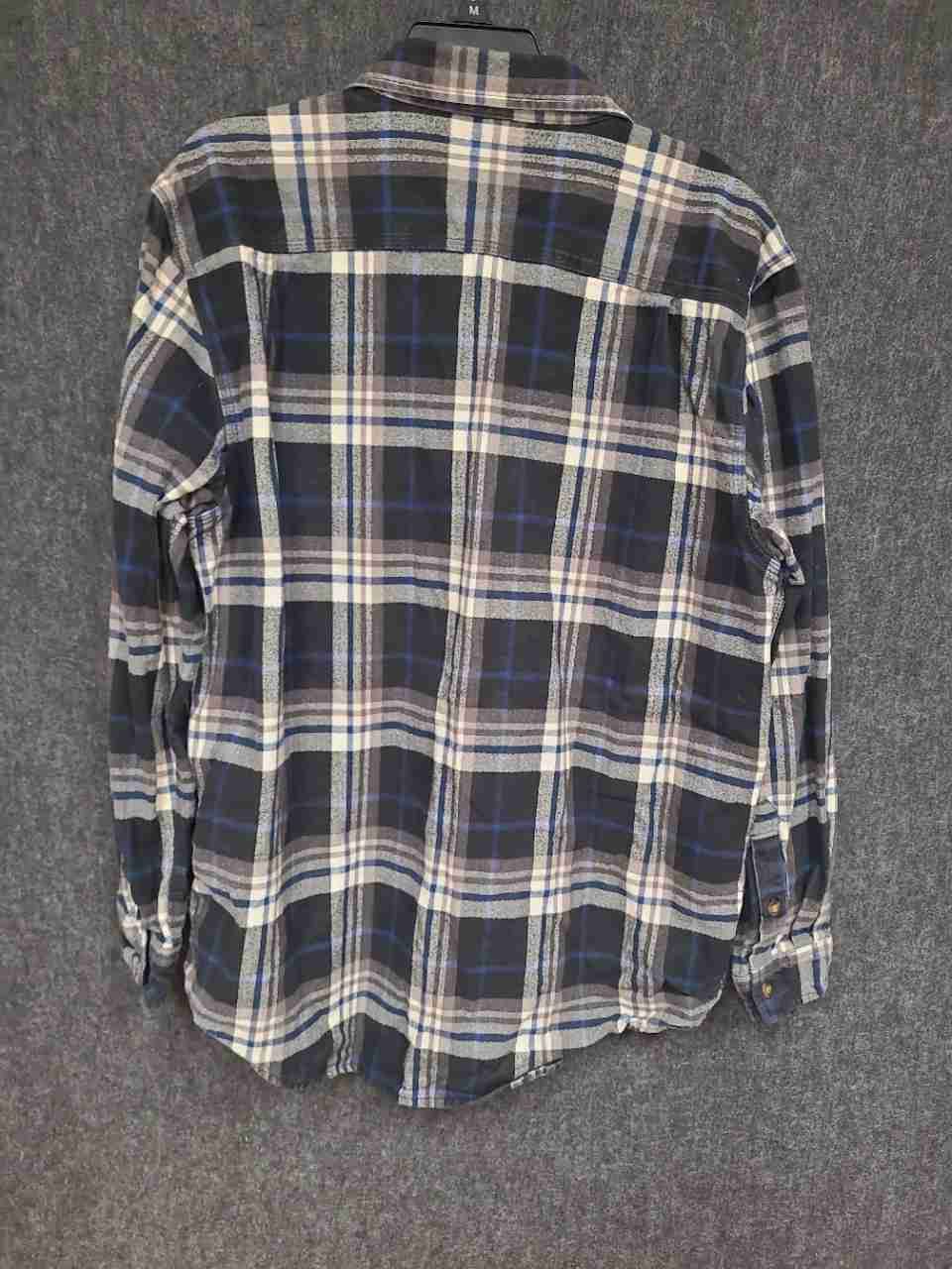 Carhartt Men's Hubbard Plaid Flannel Button Up Shirt Blue Gray Cream Size L