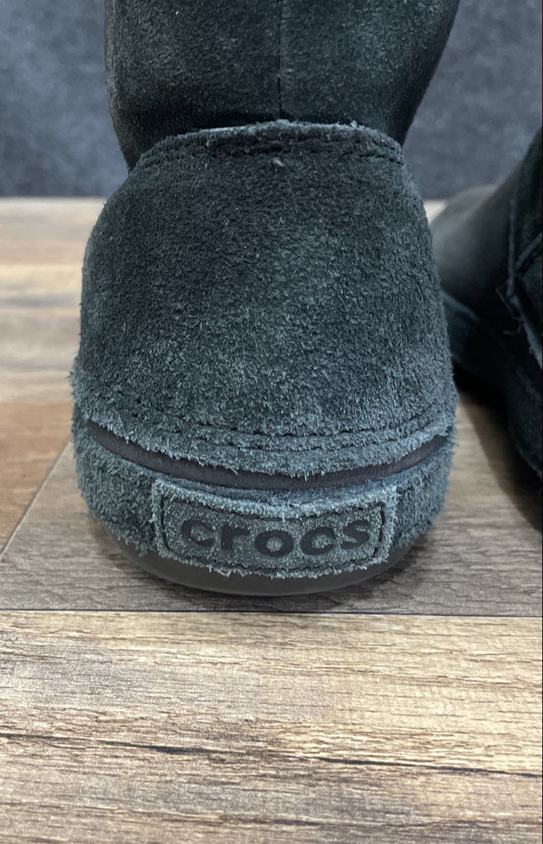 Crocs Modessa Suede Black Tall Faux Fur Lined Boots Women's Size 8
