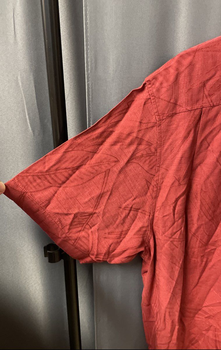 Tommy Bahama Men's Red Silk Blend Tonal Tropical Jacquard Camp Shirt Sz XXL
