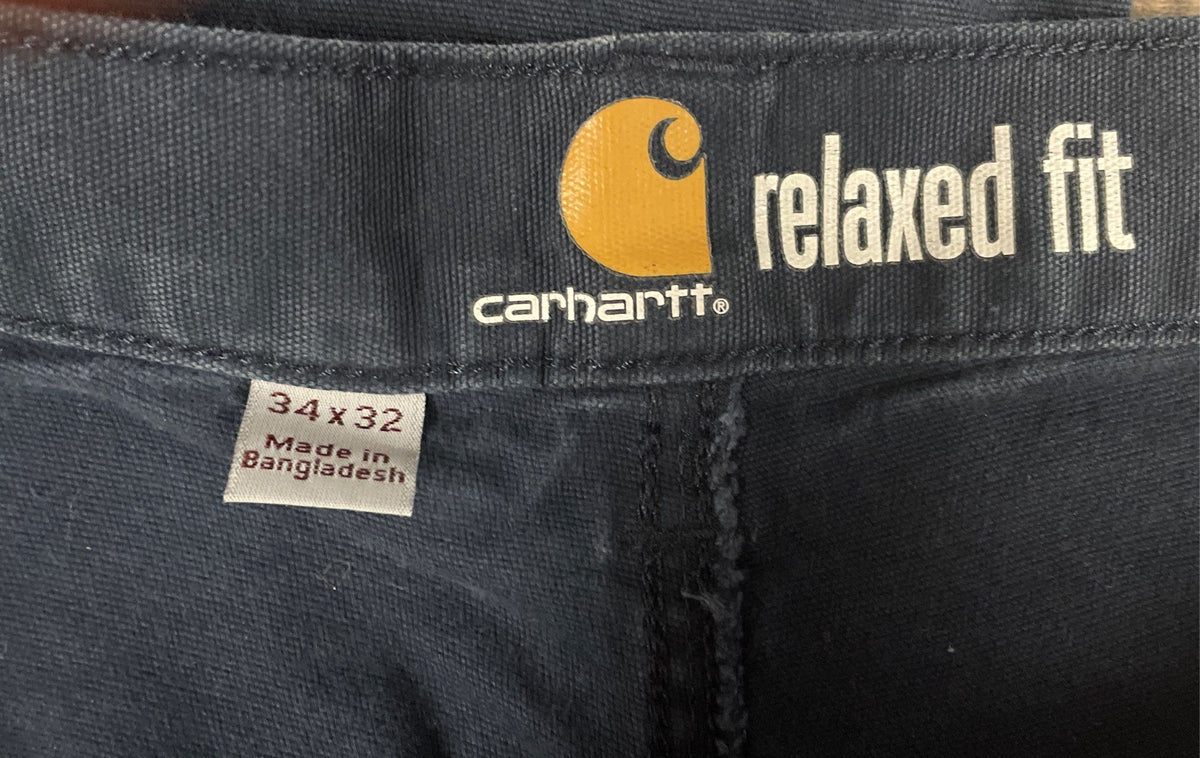 Carhartt Men's Navy Blue Relaxed Fit Canvas Work Utility Pants 34x32