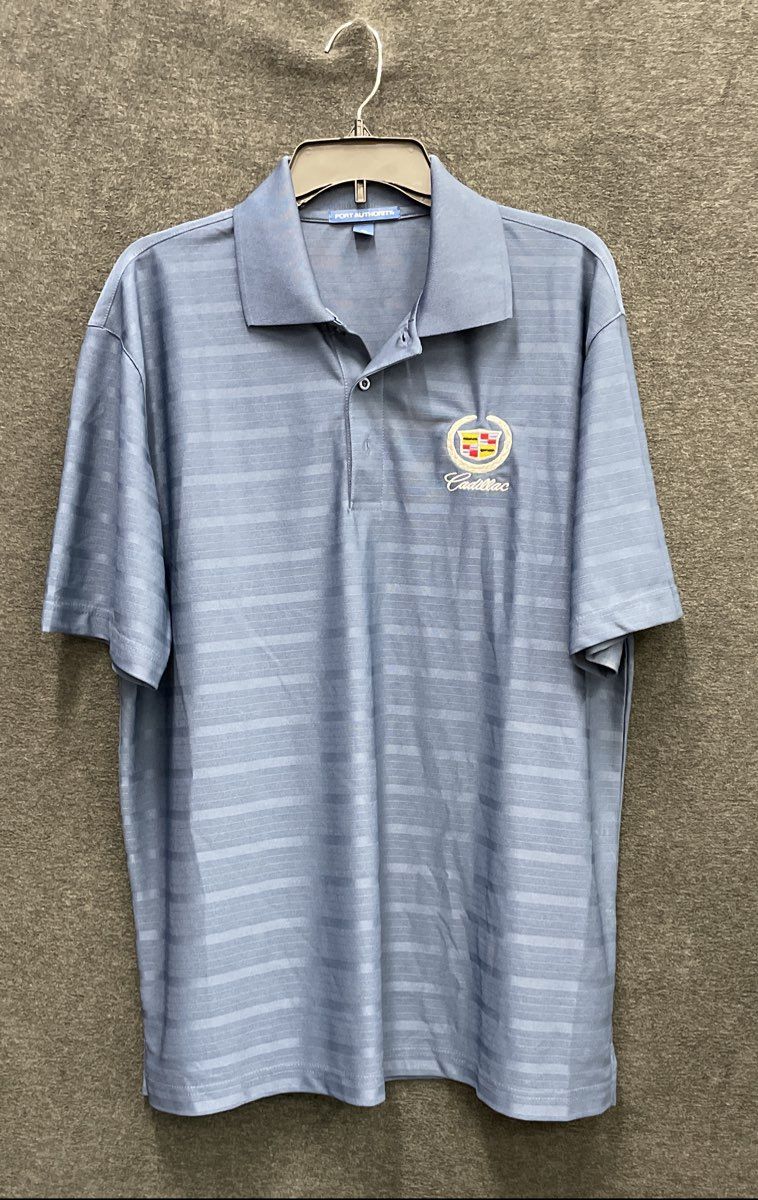 Port Authority Men's Blue Cadillac Striped Performance Polo Shirt Sz XL