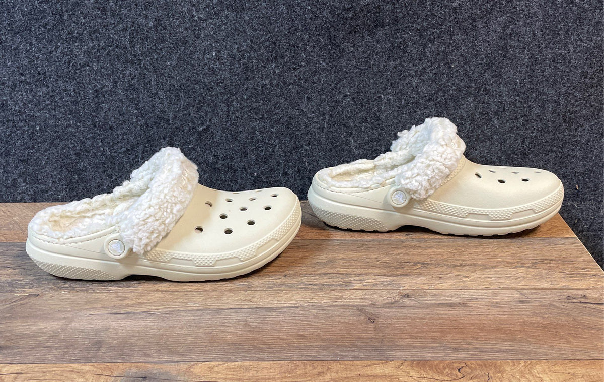 Crocs Classic Lined Clog Bone White Fuzz Lining Men's 8 Women's 10