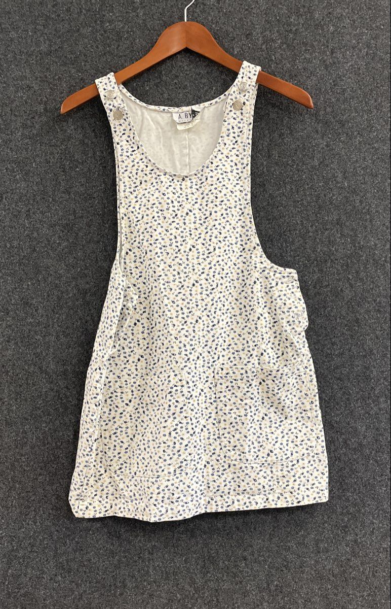 Vintage 90s A. Byer Women's Floral Pinafore Jumper Overall Dress Sz 9