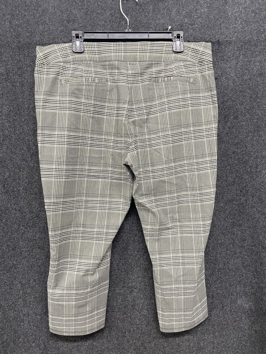 Simply Vera Vera Wang Women's Gray Glen Plaid Pull-On Cropped Pants Sz XXL