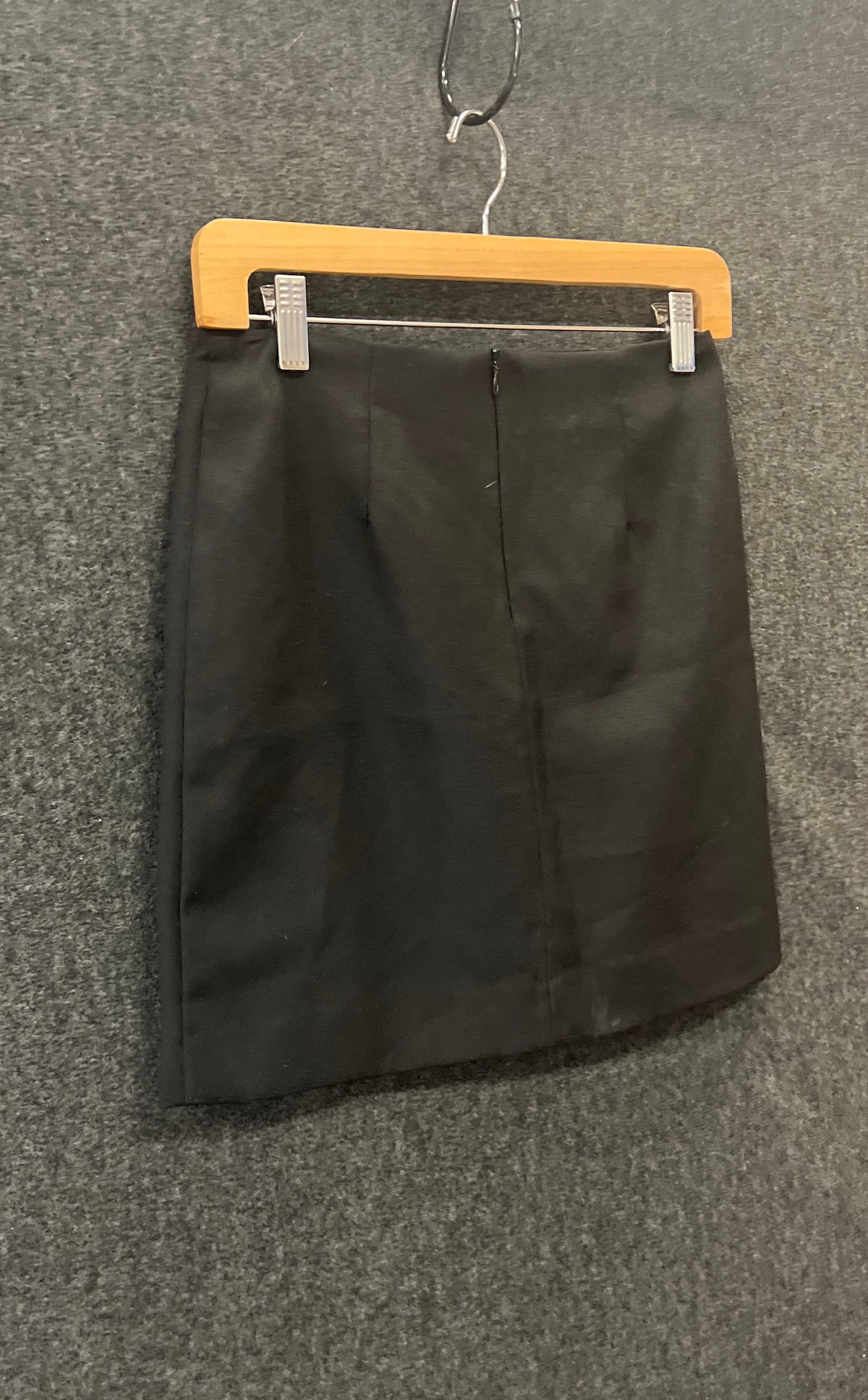 Vintage 90s I.O.U. Women's Black Mini Skirt Back Zip Slit Made in USA Sz 5