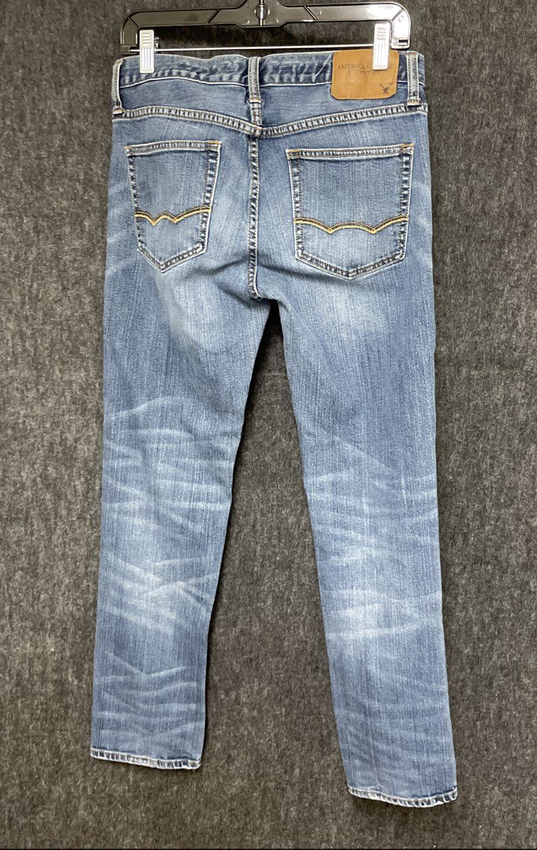 American Eagle Men's Skinny Jeans Light Wash Distressed Denim Sz 29x30