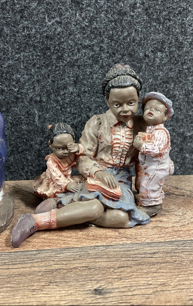 African American Figurine Lot of 4 Resin Collectible Hand Painted Statues