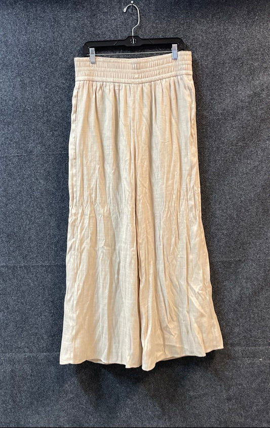 Wonderly Women's Ceramic Tan Wide Leg Textured Elastic Waist Pants Sz PL NWT
