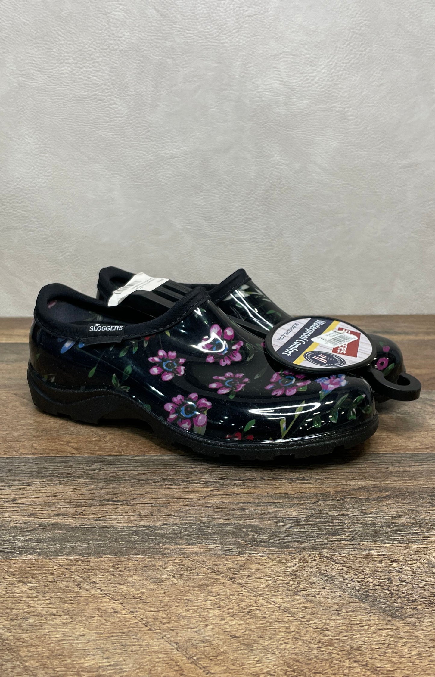 Sloggers Garden Shoe Floral Ditsy Spring Black Waterproof Clogs Size 6 NWT