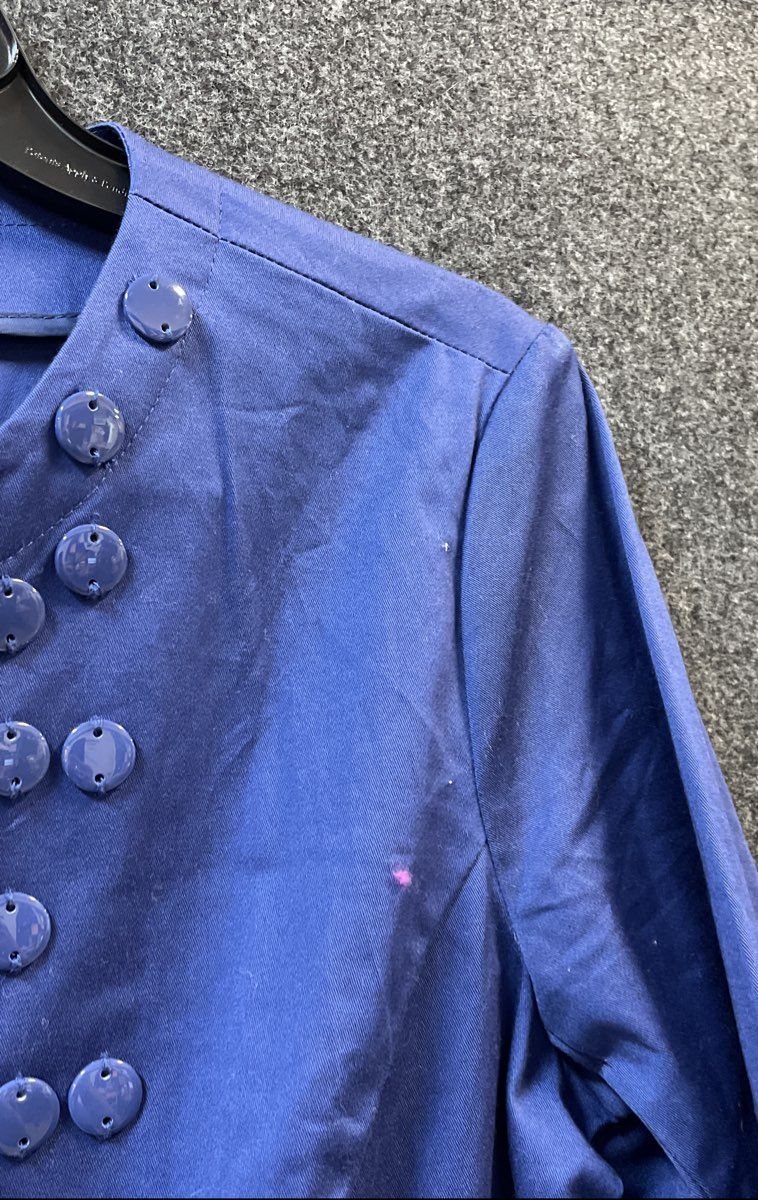 Joan Rivers Women's Blue Button Embellished Zip Up 3/4 Sleeve Jacket Sz 10