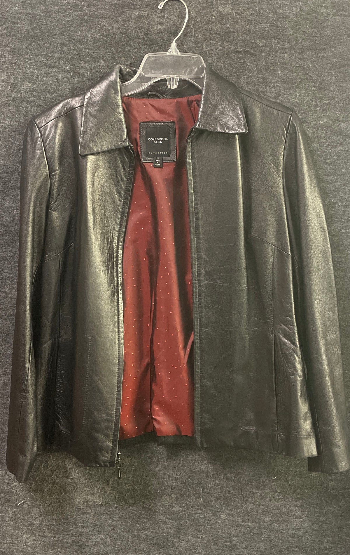 Colebrook & Co Women's Black Leather Zip Front Jacket Sz M Blazer Style
