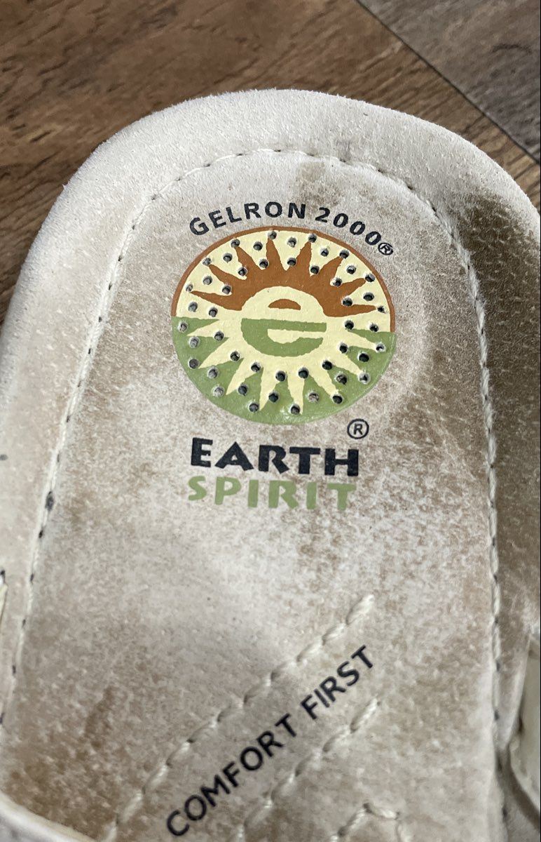Earth Spirit Cottonwood White Beaded Leather Thong Sandals Women's Size 9.5