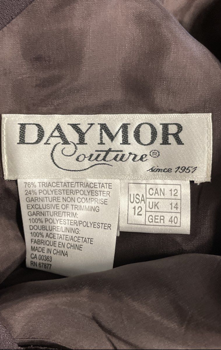 Daymor Women's Brown Beaded Ruffle Jacket & Dress Evening Set NWT Sz 12