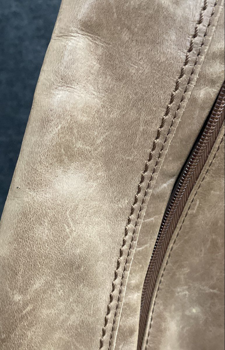 The Sak Tan Brown Leather Sash Sling Crossbody Bag Multi-Pocket