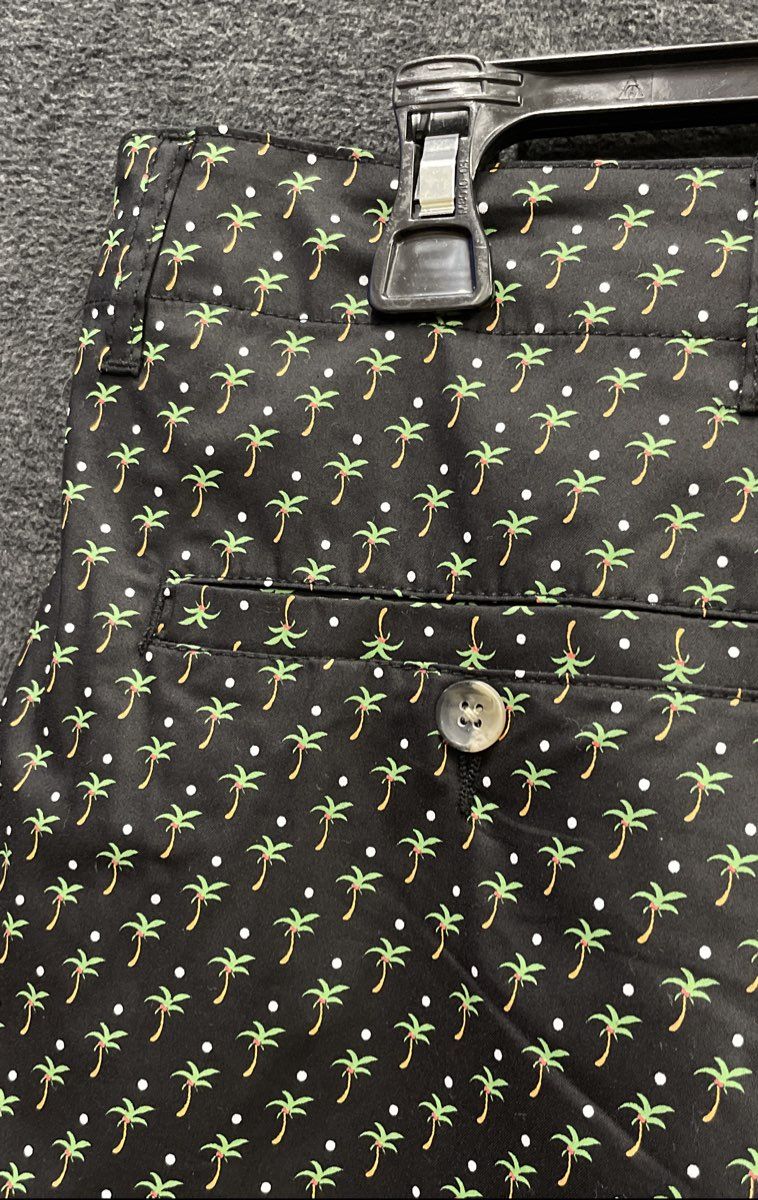 Slate & Stone Men's Black Palm Tree Polka Dot Casual Shorts Size 34