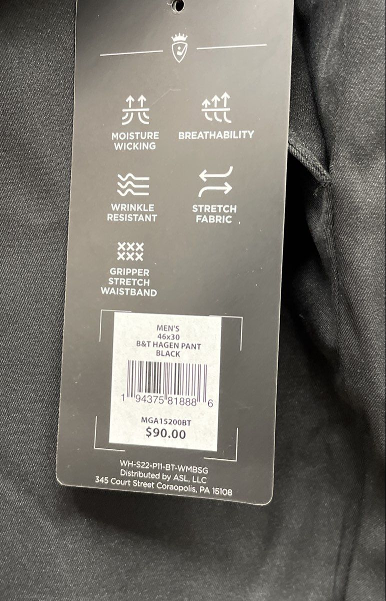 Walter Hagen Men's Black Perfect 11 Golf Dress Pants Big & Tall NWT Sz 46x30