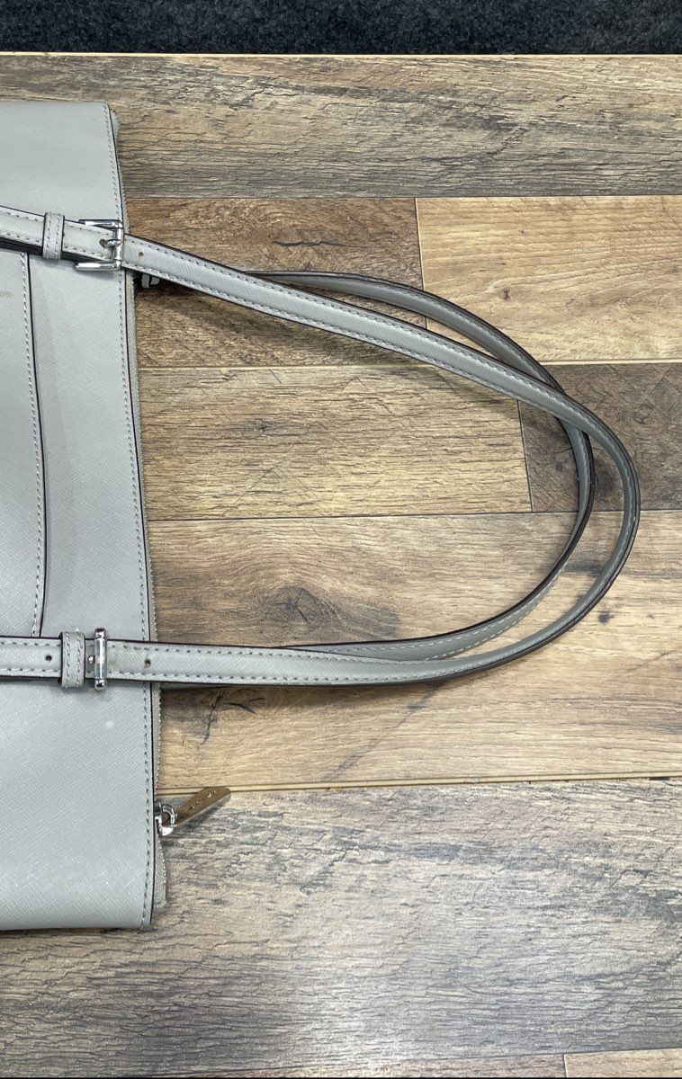 Michael Kors Gray Saffiano Leather Jet Set Travel Large Top Zip Tote Bag