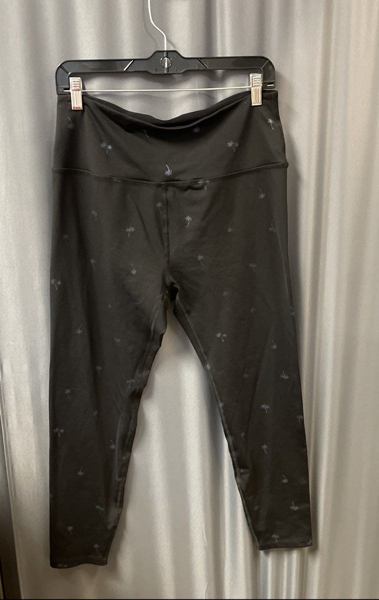 Beyond Yoga Women's Black Palm Tree Print High Rise Leggings Made in USA Sz XL