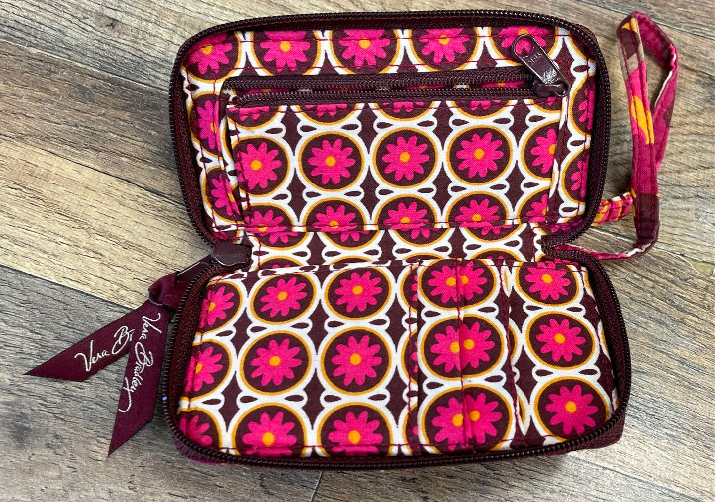 Vera Bradley Symphony in Hue Floral Quilted Cotton Zip Around Wristlet Wallet
