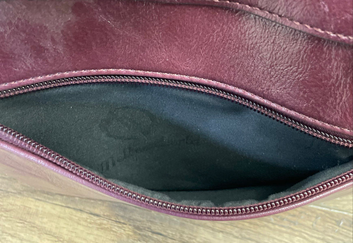 Mellow World Plum Floral Embossed Satchel Handbag Crossbody Bag