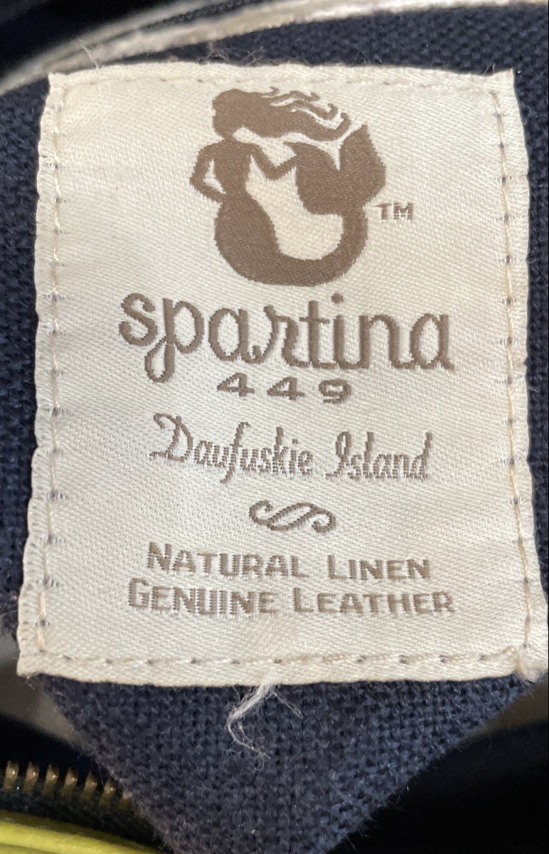 Spartina 449 Green Linen Leather Daufuskie Island Crossbody Bag Gold Hardware