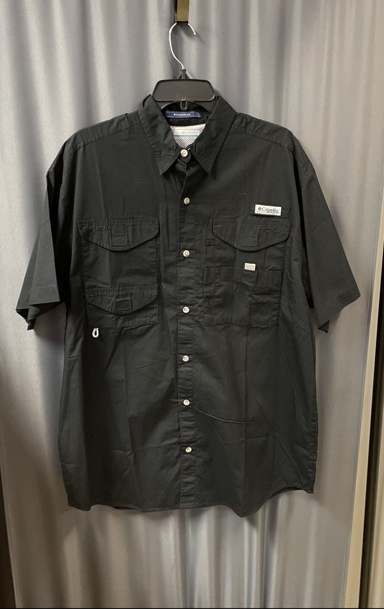 Columbia Men's Black PFG Bonehead Short Sleeve Fishing Shirt M