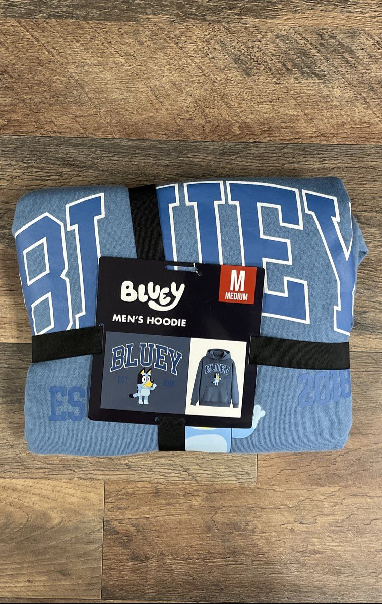 Bluey Men's Graphic Hoodie Blue Est 2018 Pullover Sz M NWT
