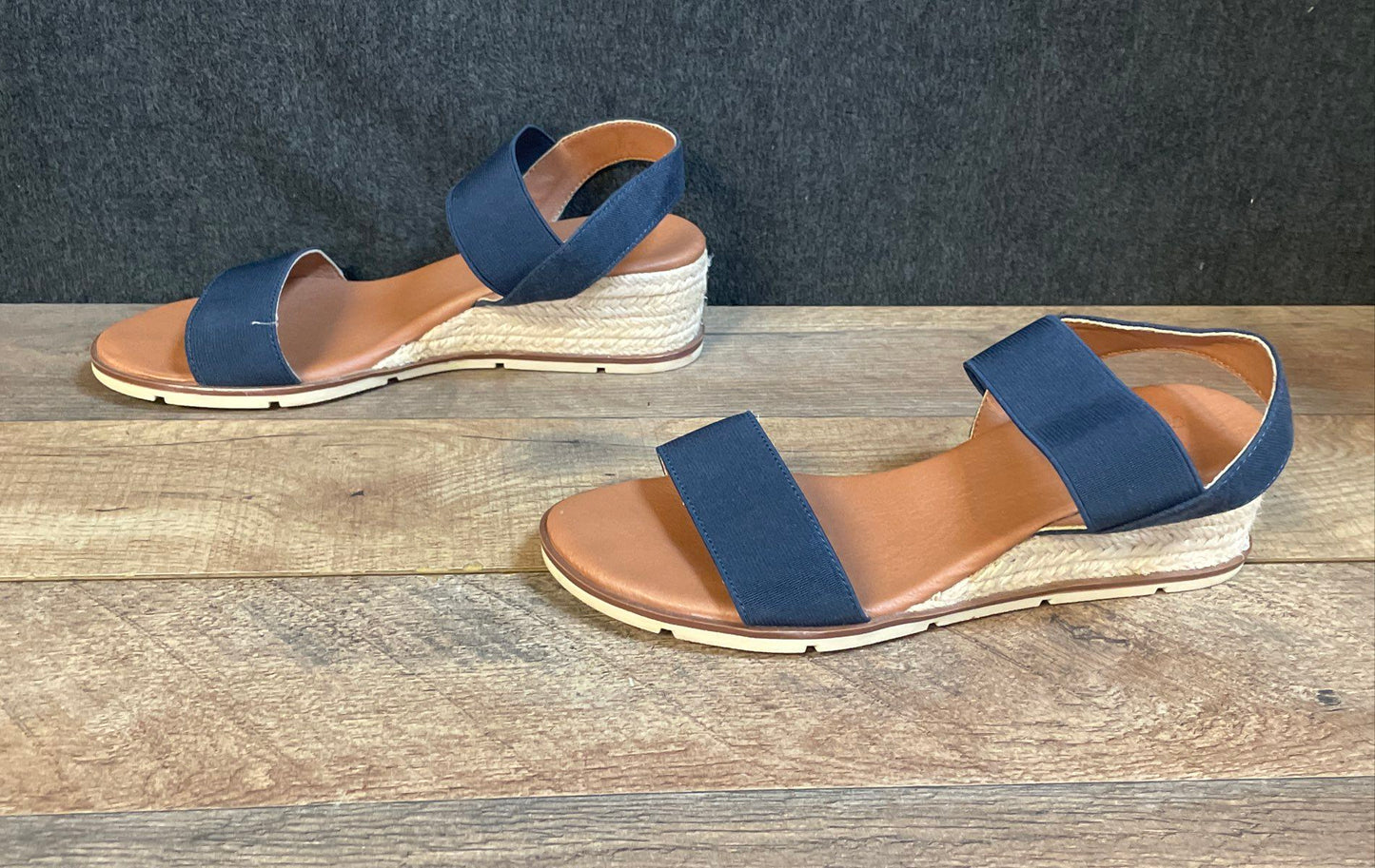 Tommy Bahama Pauline Navy Blue Espadrille Wedge Sandals Women's Size 8M