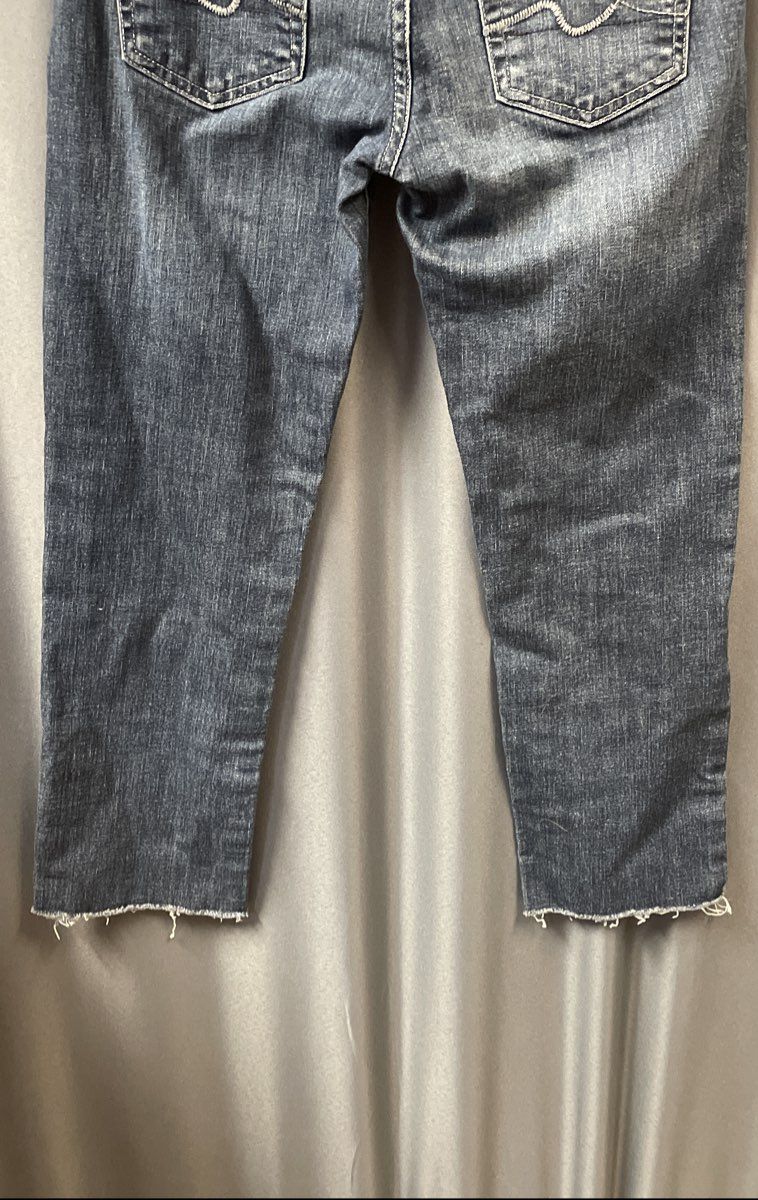7 For All Mankind Women's Roxanne Blue Slim Fit Raw Hem Stretch Jeans Size 25
